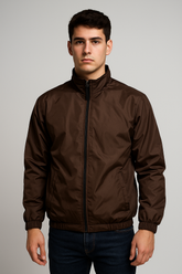 MEN'S BROWN WIND BREAKER JACKET - VENARI